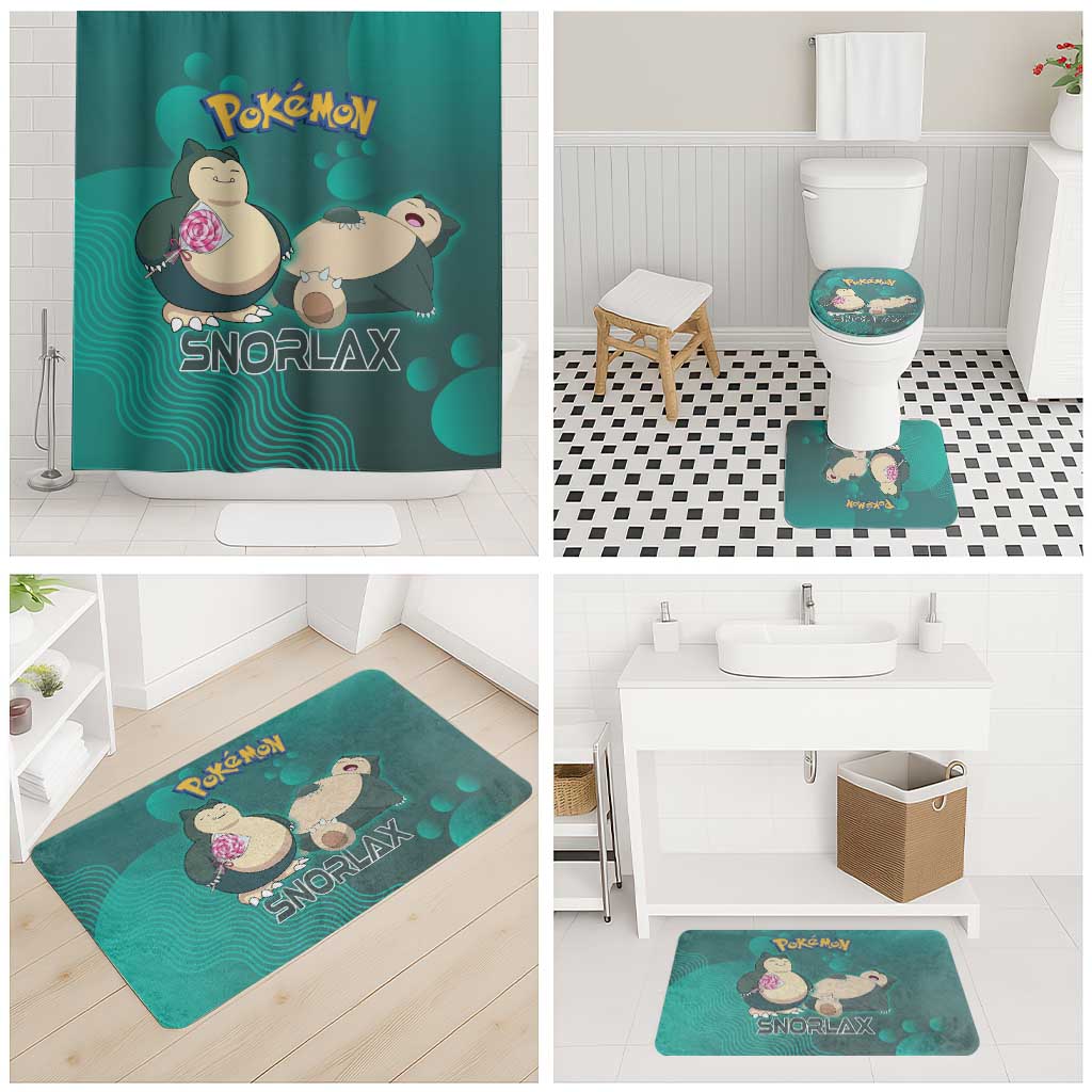 Snorlax Poké Bathroom Set Chill Mint Cartoon Bubble Style