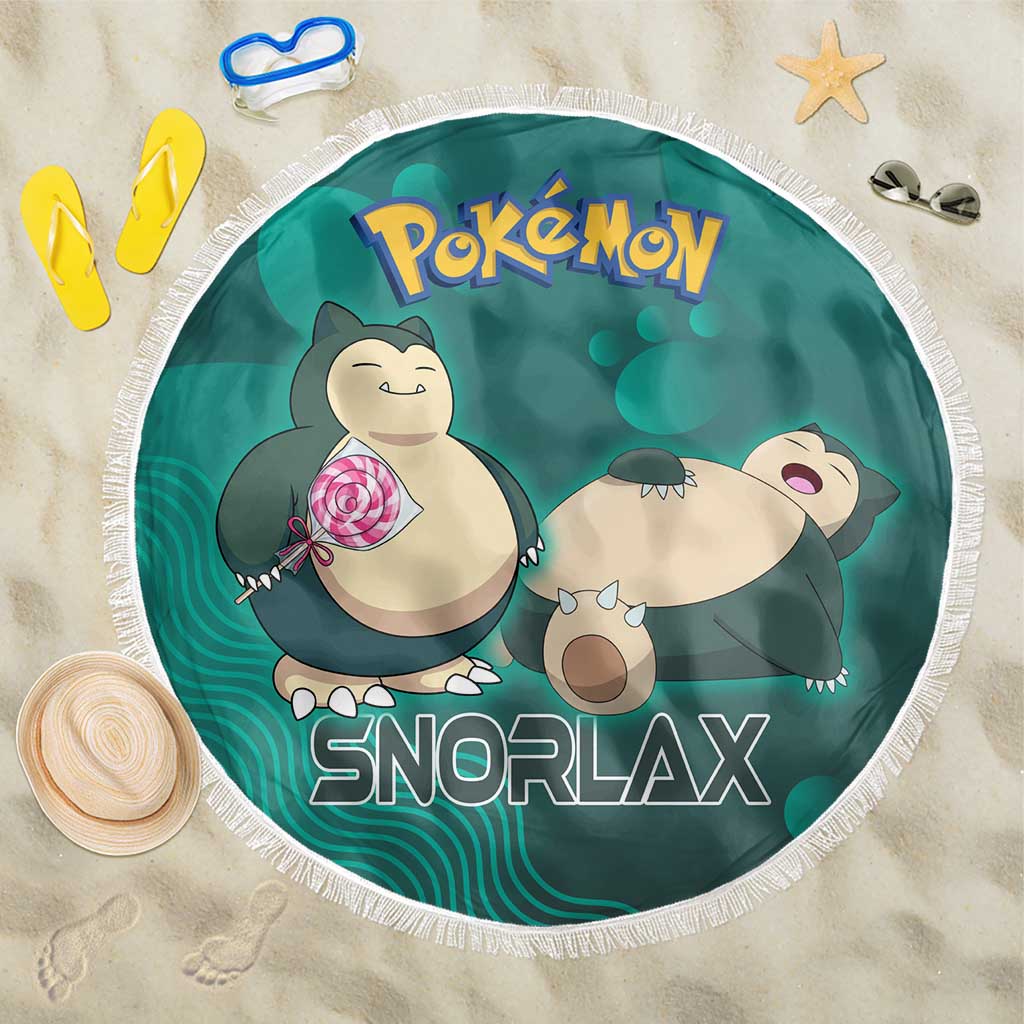 Snorlax Poké Beach Blanket Chill Mint Cartoon Bubble Style