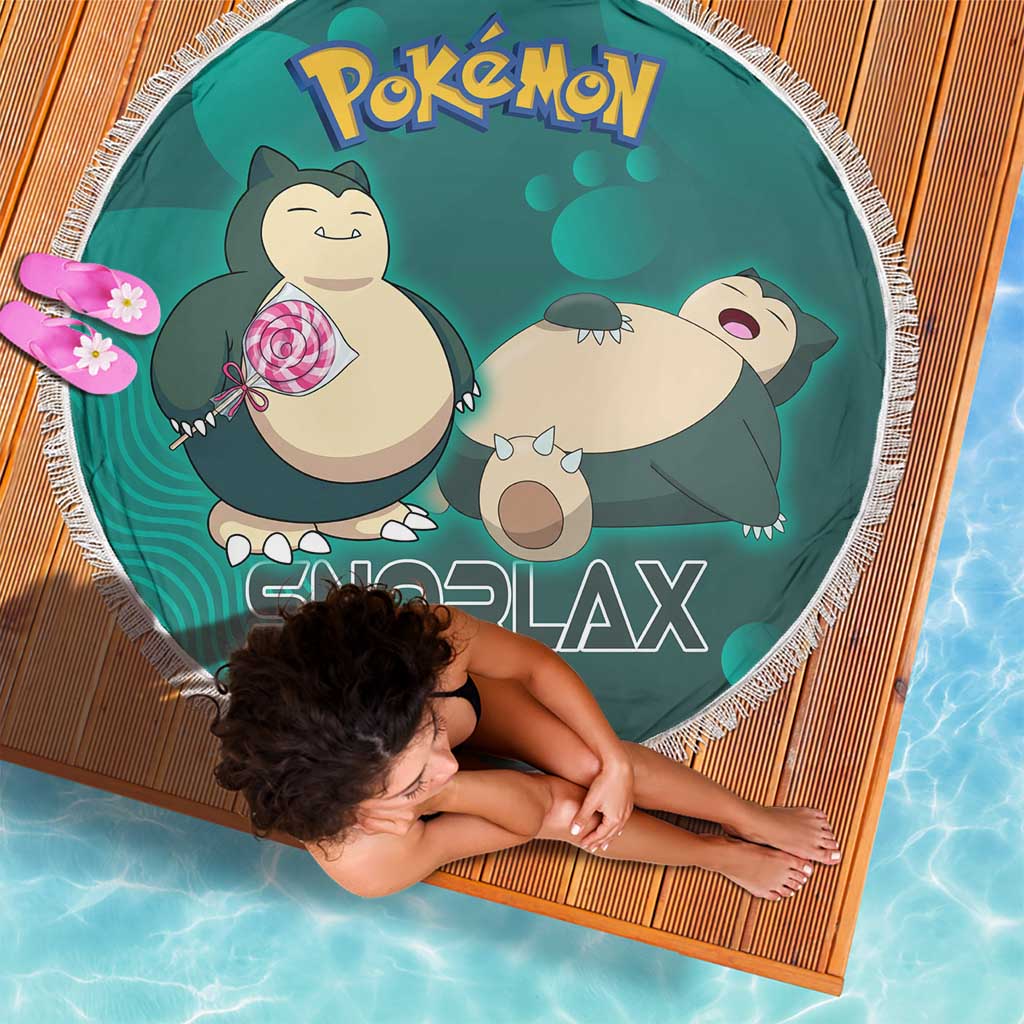 Snorlax Poké Beach Blanket Chill Mint Cartoon Bubble Style