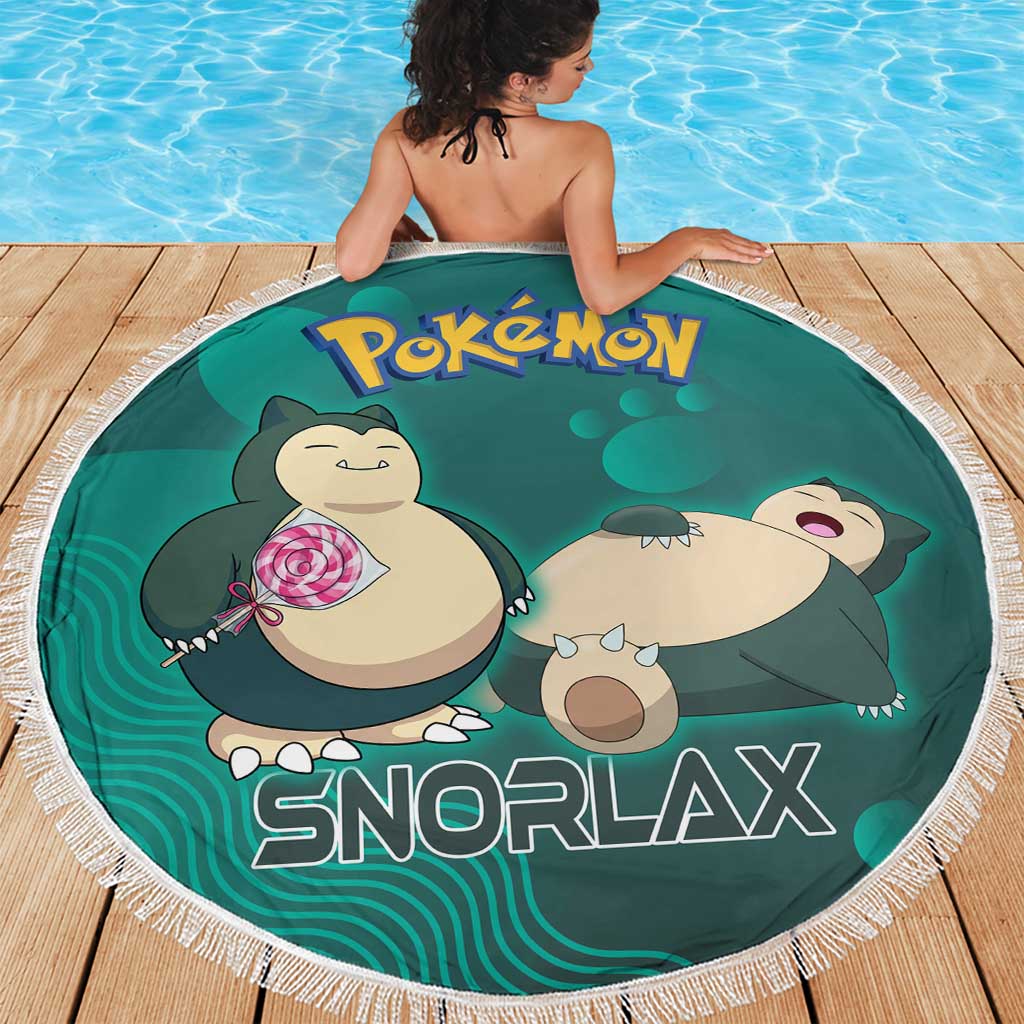 Snorlax Poké Beach Blanket Chill Mint Cartoon Bubble Style