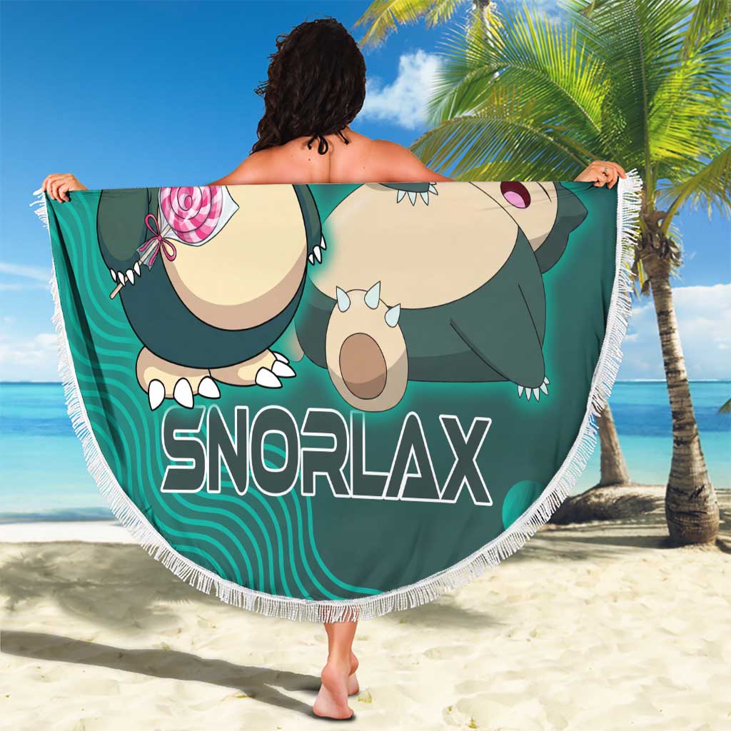 Snorlax Poké Beach Blanket Chill Mint Cartoon Bubble Style