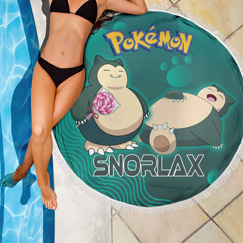 Snorlax Poké Beach Blanket Chill Mint Cartoon Bubble Style
