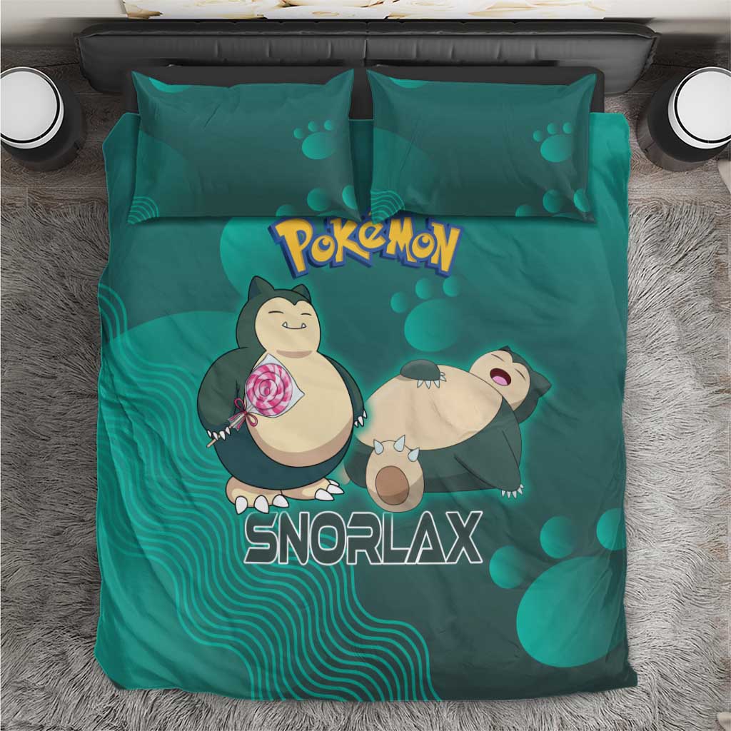 Snorlax Poké Bedding Set Chill Mint Cartoon Bubble Style