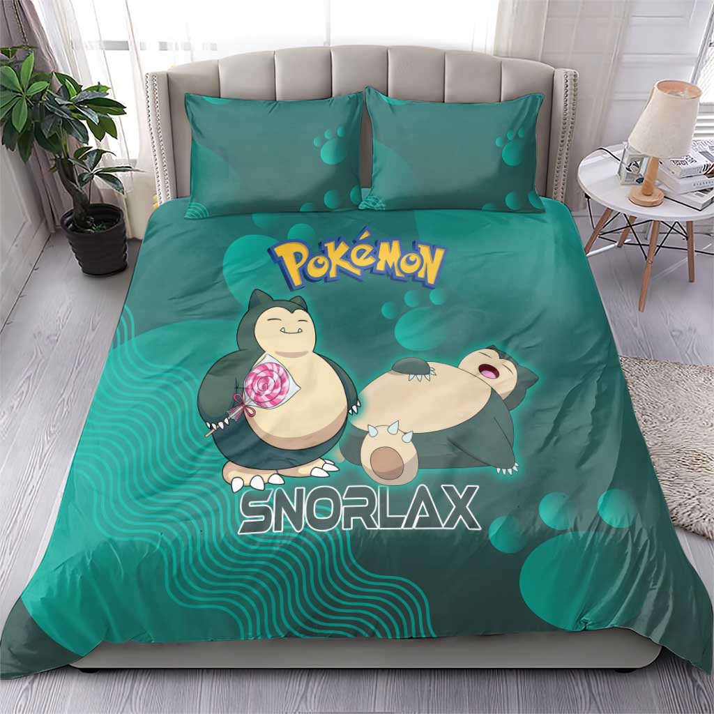 Snorlax Poké Bedding Set Chill Mint Cartoon Bubble Style
