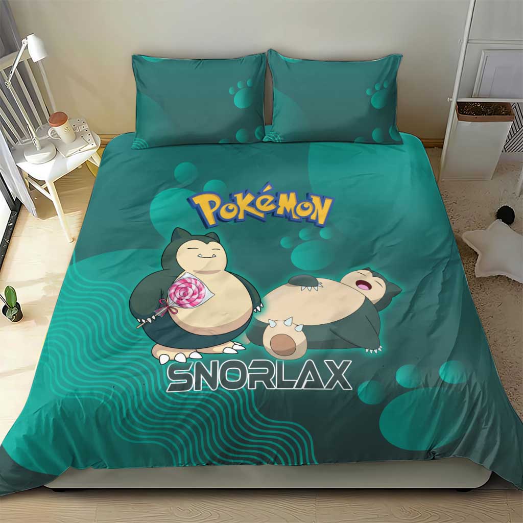 Snorlax Poké Bedding Set Chill Mint Cartoon Bubble Style