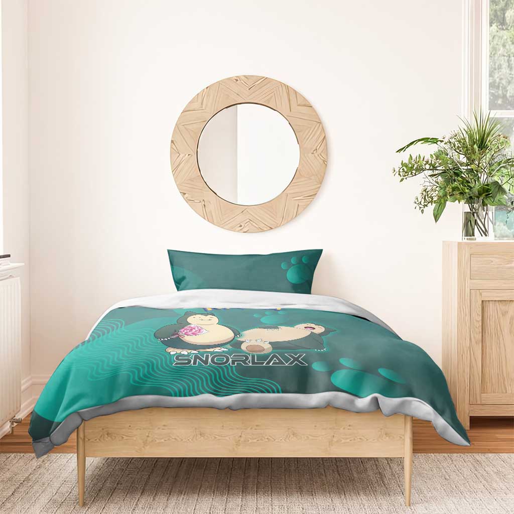 Snorlax Poké Bedding Set Chill Mint Cartoon Bubble Style
