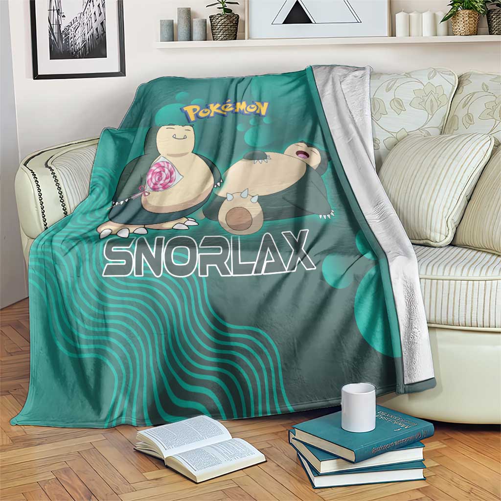 Snorlax Poké Blanket Chill Mint Cartoon Bubble Style