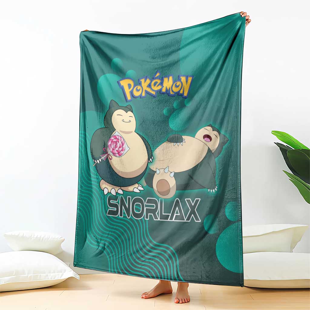 Snorlax Poké Blanket Chill Mint Cartoon Bubble Style