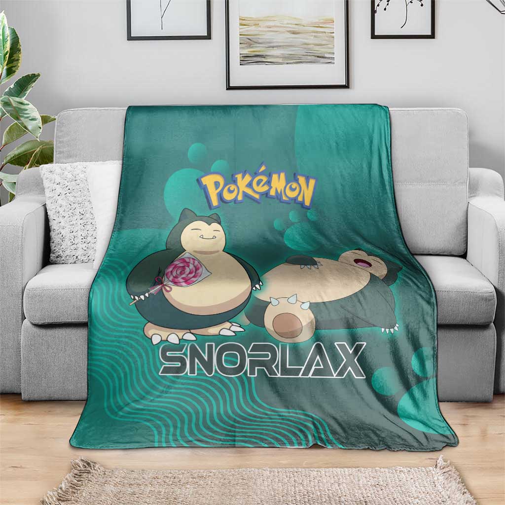 Snorlax Poké Blanket Chill Mint Cartoon Bubble Style