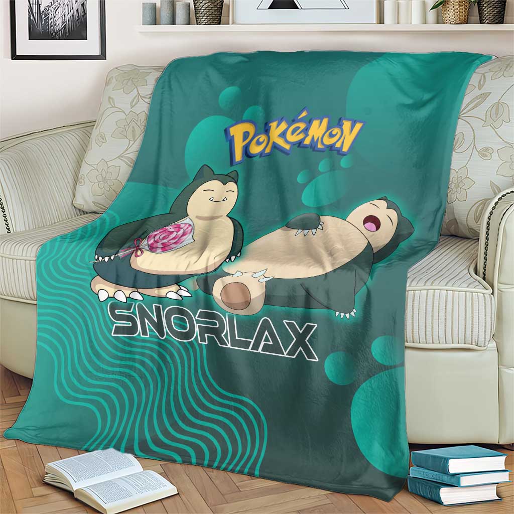 Snorlax Poké Blanket Chill Mint Cartoon Bubble Style