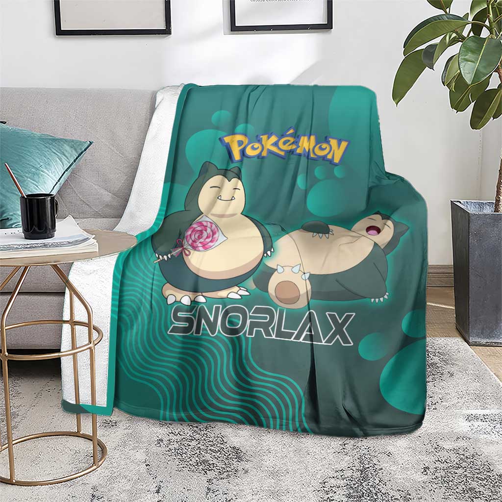 Snorlax Poké Blanket Chill Mint Cartoon Bubble Style