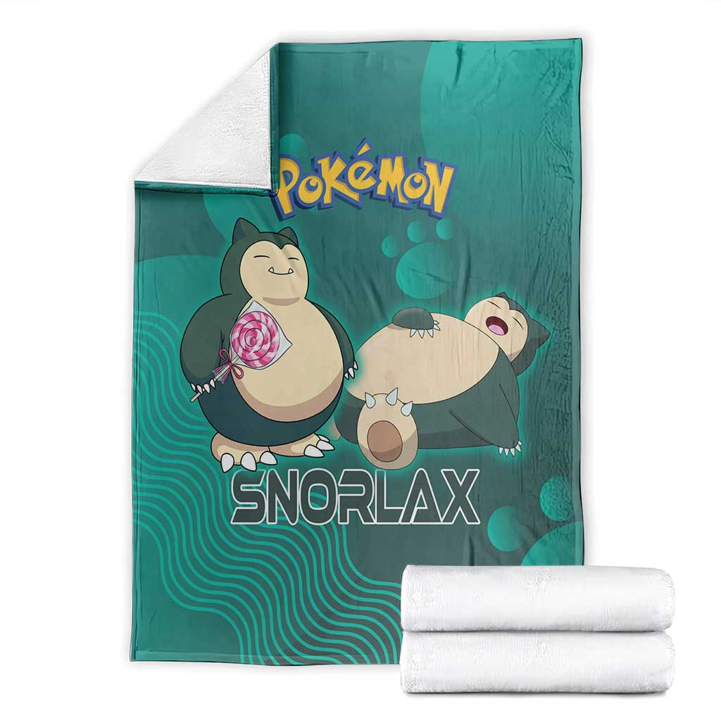 Snorlax Poké Blanket Chill Mint Cartoon Bubble Style
