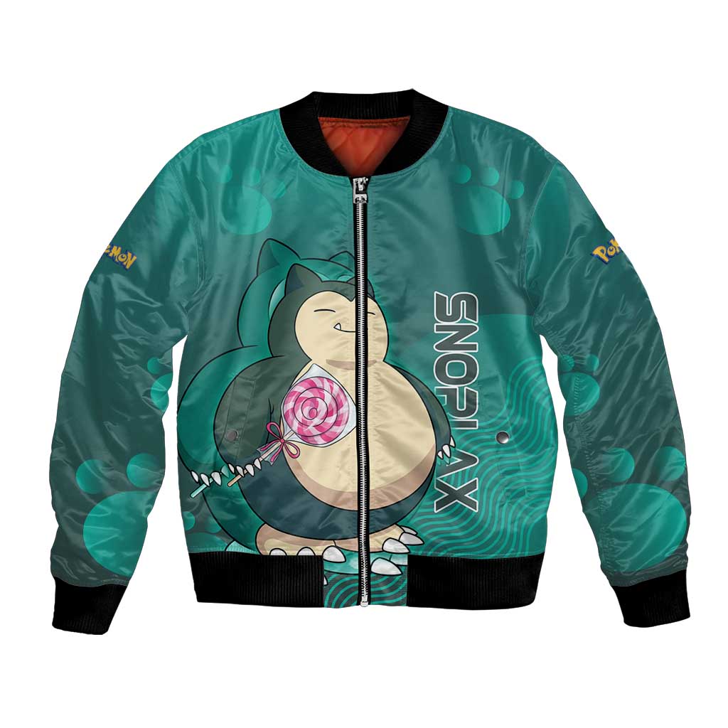 Snorlax Poké Bomber Jacket Chill Mint Cartoon Bubble Style