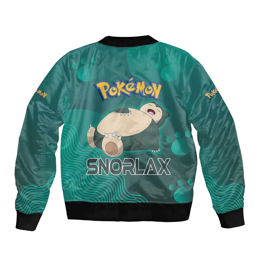 Snorlax Poké Bomber Jacket Chill Mint Cartoon Bubble Style