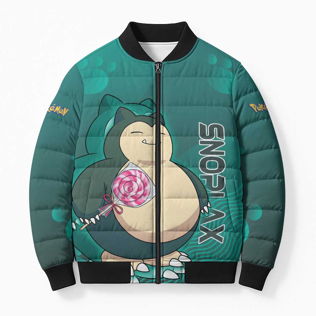 Snorlax Poké Bomber Puffer Jacket Chill Mint Cartoon Bubble Style