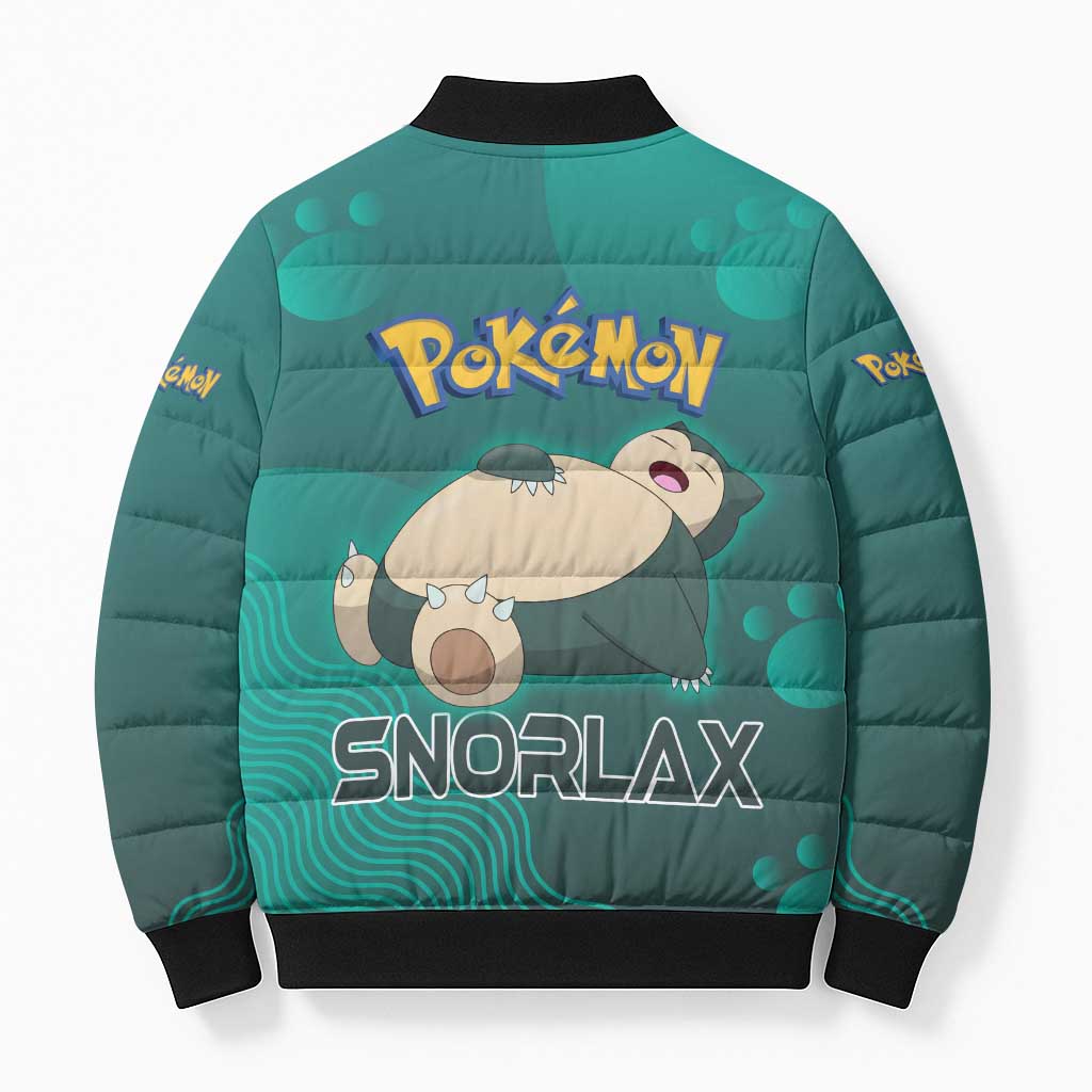 Snorlax Poké Bomber Puffer Jacket Chill Mint Cartoon Bubble Style