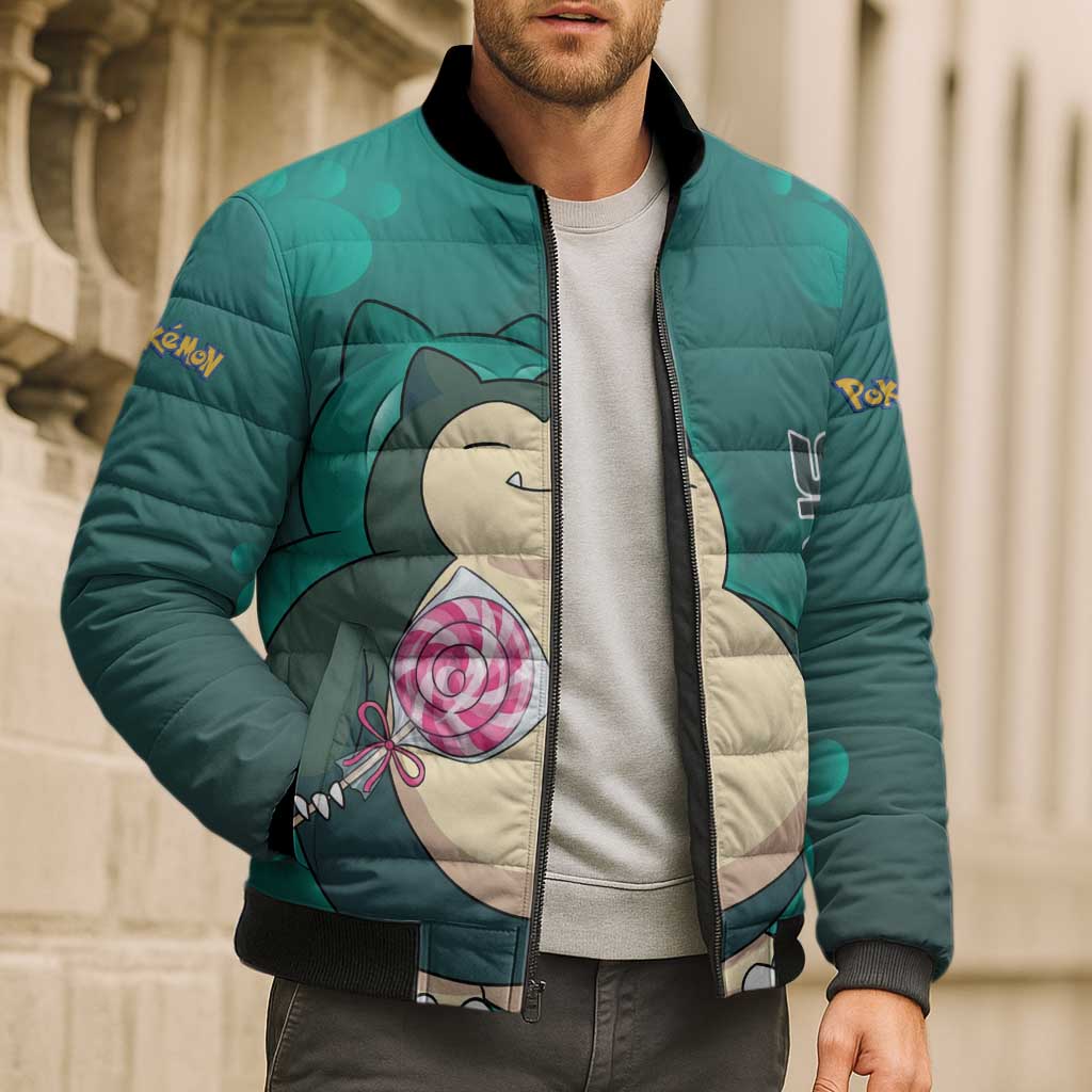 Snorlax Poké Bomber Puffer Jacket Chill Mint Cartoon Bubble Style