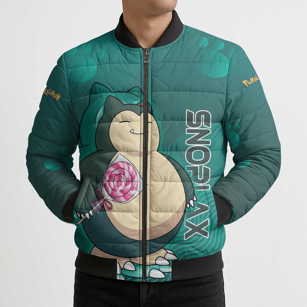 Snorlax Poké Bomber Puffer Jacket Chill Mint Cartoon Bubble Style