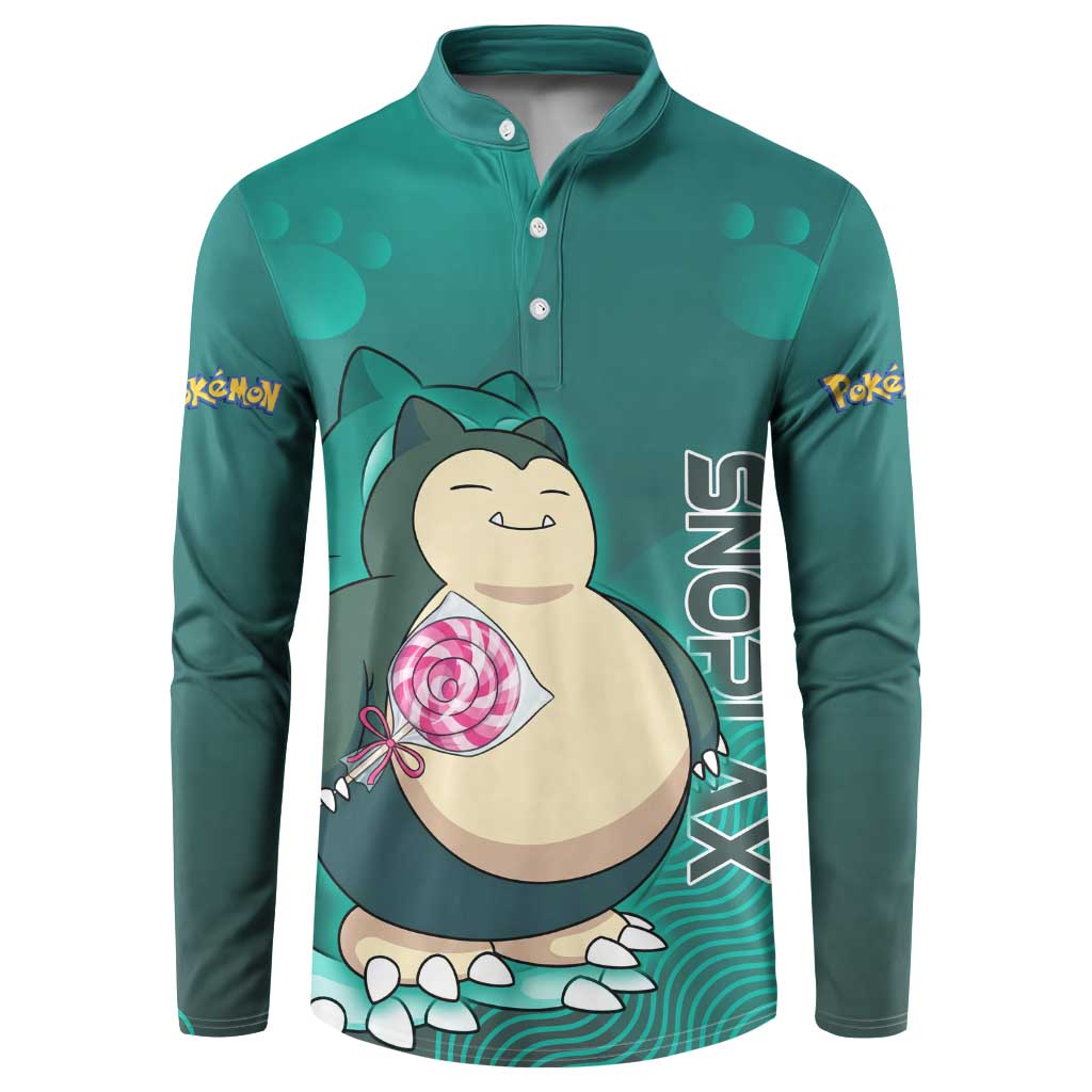 Snorlax Poké Button Sweatshirt Chill Mint Cartoon Bubble Style