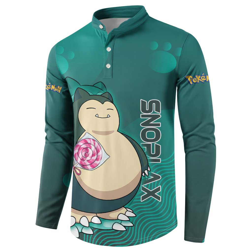 Snorlax Poké Button Sweatshirt Chill Mint Cartoon Bubble Style