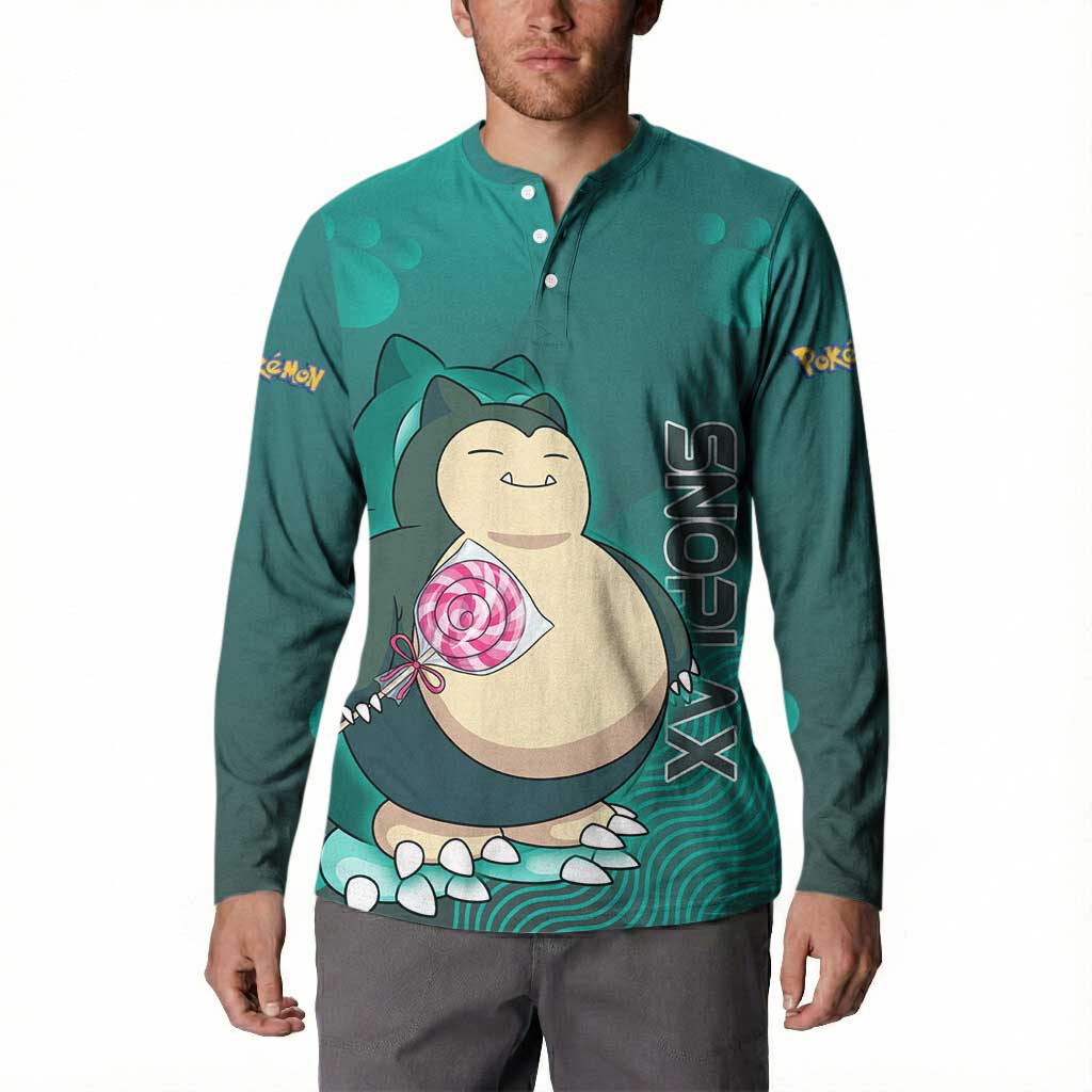 Snorlax Poké Button Sweatshirt Chill Mint Cartoon Bubble Style