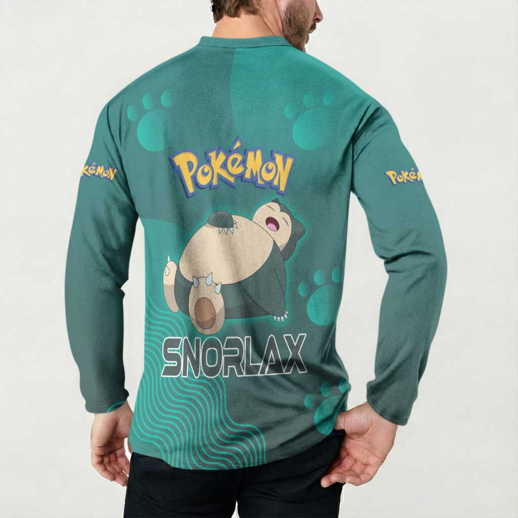 Snorlax Poké Button Sweatshirt Chill Mint Cartoon Bubble Style