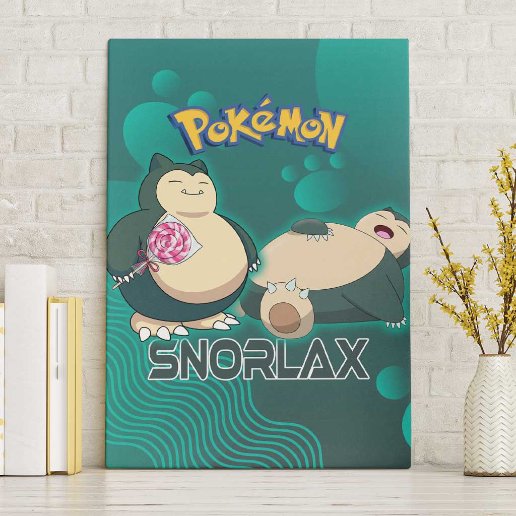 Snorlax Poké Canvas Wall Art Chill Mint Cartoon Bubble Style