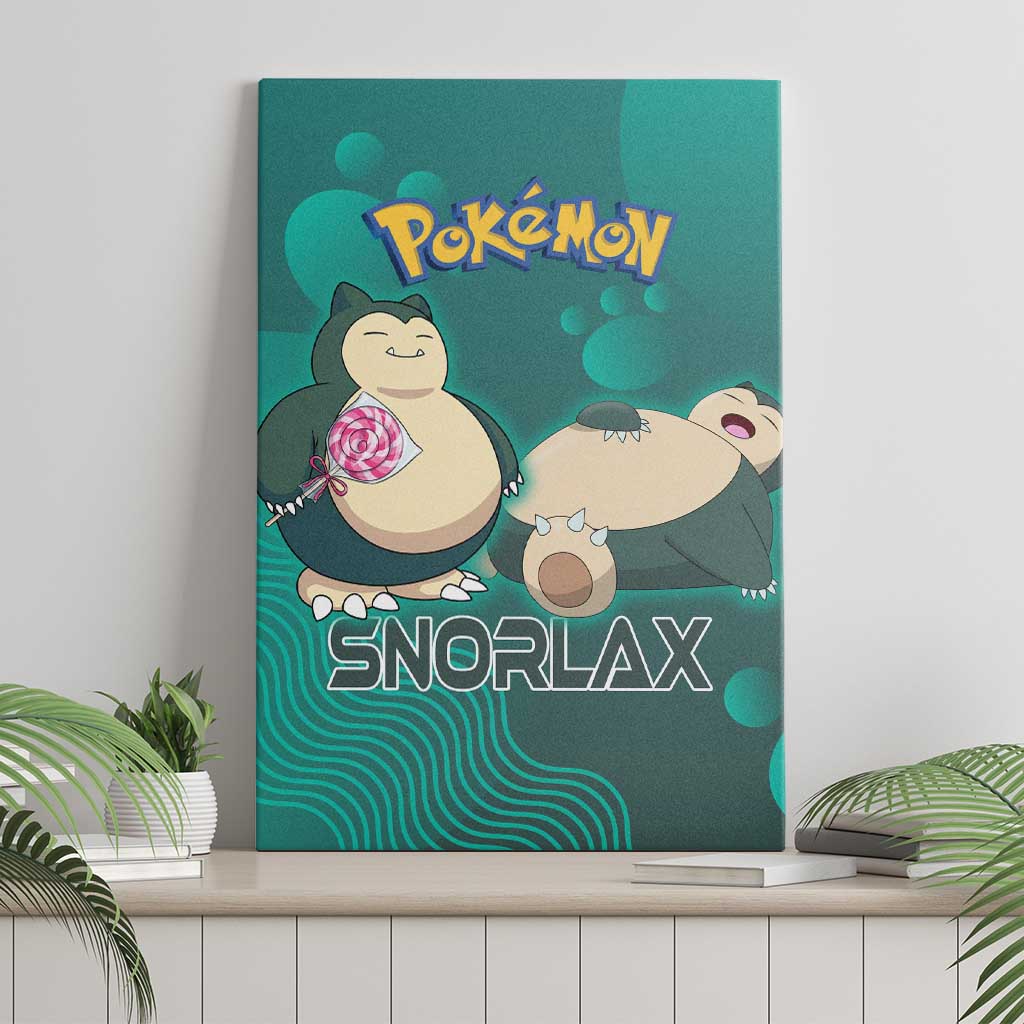 Snorlax Poké Canvas Wall Art Chill Mint Cartoon Bubble Style