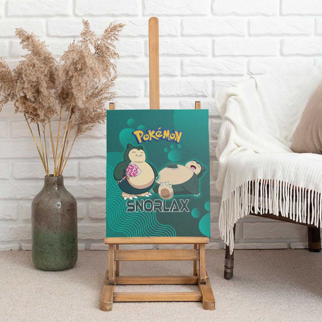 Snorlax Poké Canvas Wall Art Chill Mint Cartoon Bubble Style