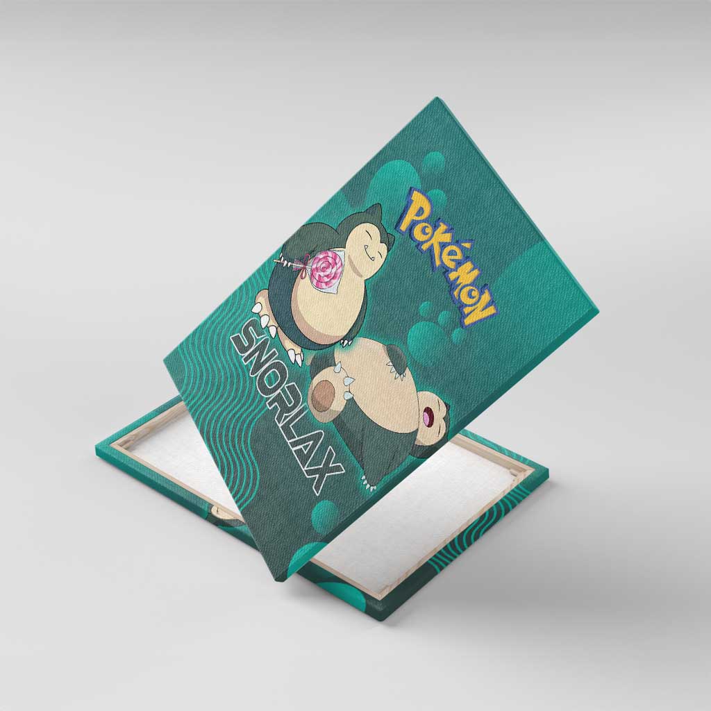Snorlax Poké Canvas Wall Art Chill Mint Cartoon Bubble Style