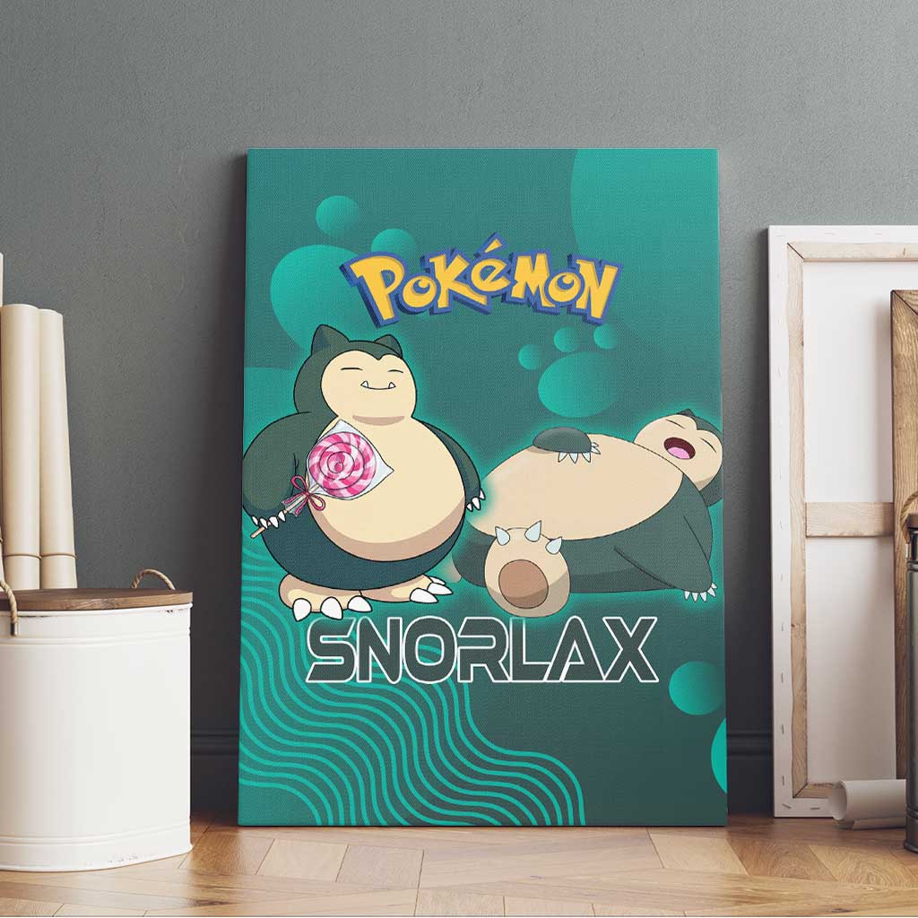 Snorlax Poké Canvas Wall Art Chill Mint Cartoon Bubble Style
