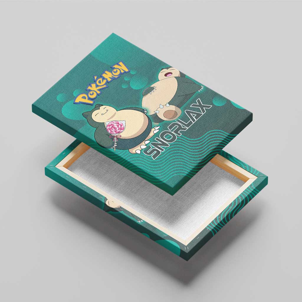 Snorlax Poké Canvas Wall Art Chill Mint Cartoon Bubble Style