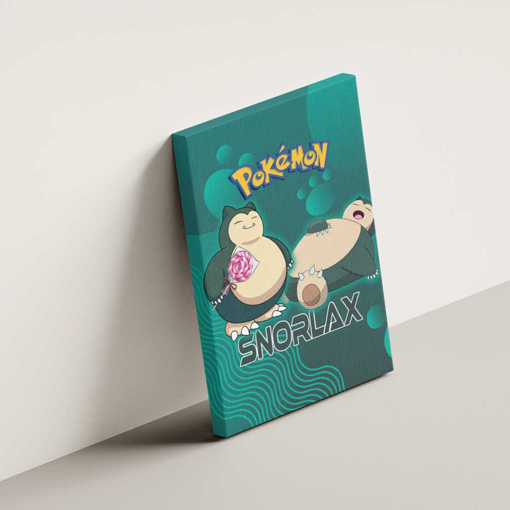 Snorlax Poké Canvas Wall Art Chill Mint Cartoon Bubble Style