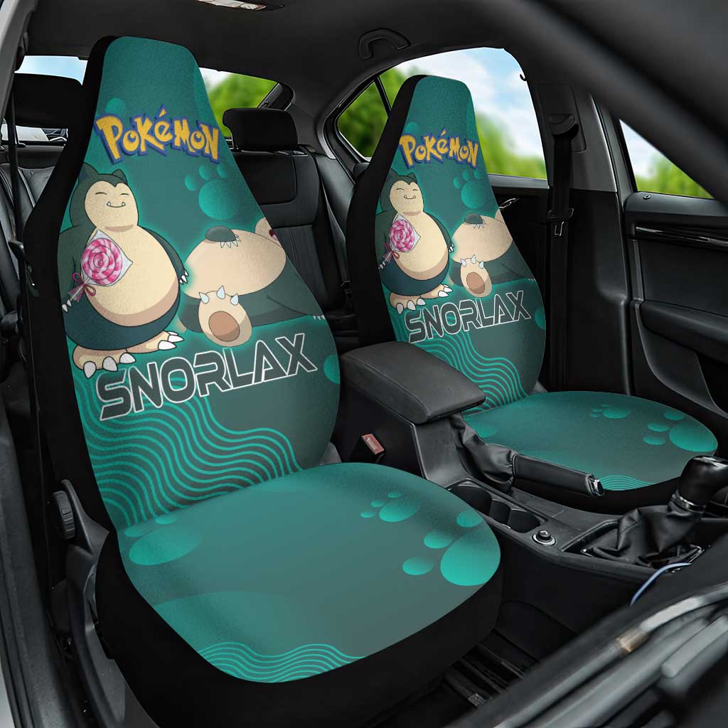 Snorlax Poké Car Seat Cover Chill Mint Cartoon Bubble Style