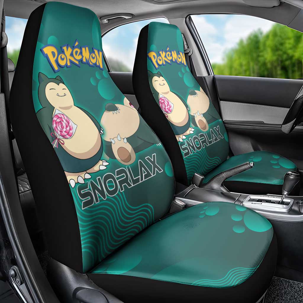 Snorlax Poké Car Seat Cover Chill Mint Cartoon Bubble Style