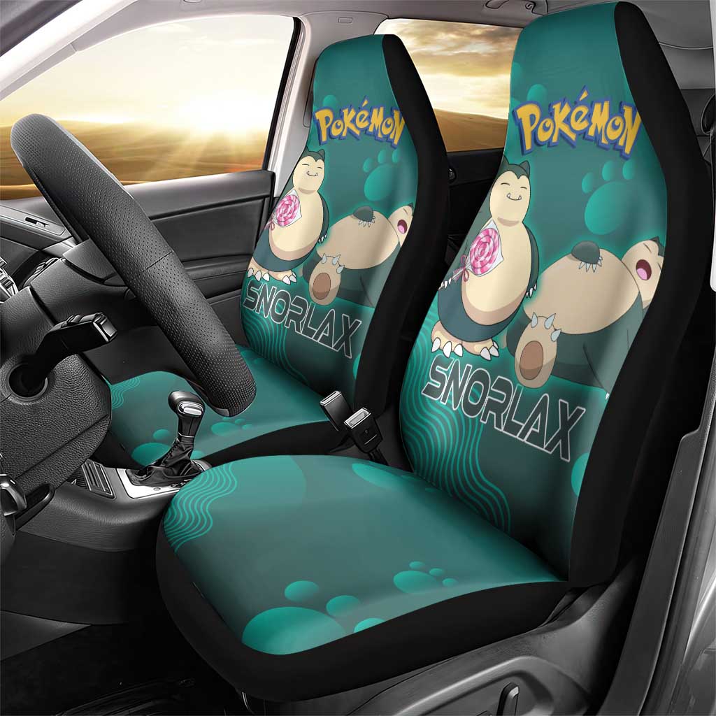 Snorlax Poké Car Seat Cover Chill Mint Cartoon Bubble Style