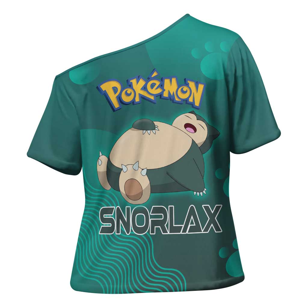 Snorlax Poké Cross Shoulder Shirt Chill Mint Cartoon Bubble Style
