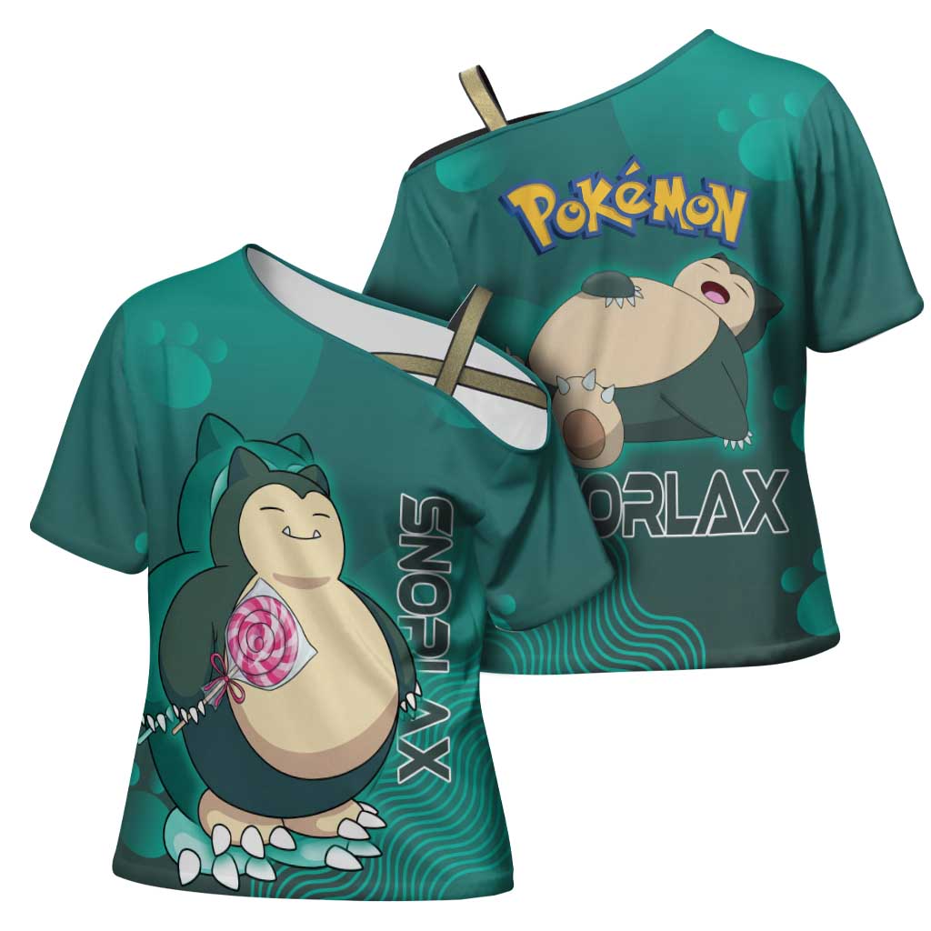 Snorlax Poké Cross Shoulder Shirt Chill Mint Cartoon Bubble Style