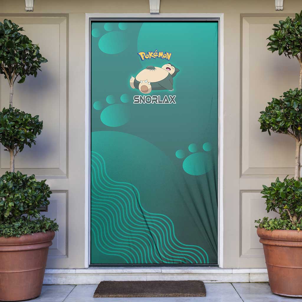 Snorlax Poké Door Cover Chill Mint Cartoon Bubble Style