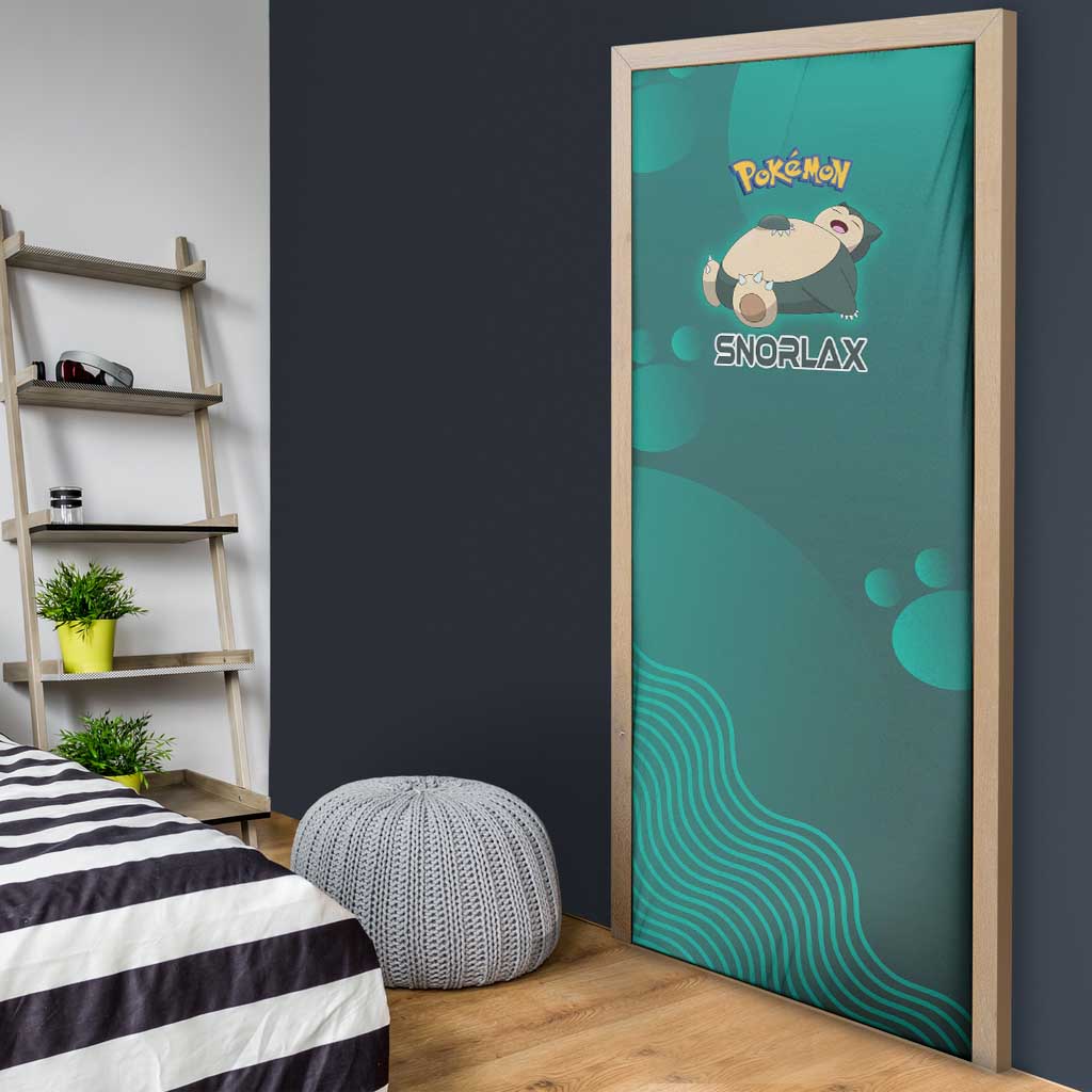 Snorlax Poké Door Cover Chill Mint Cartoon Bubble Style