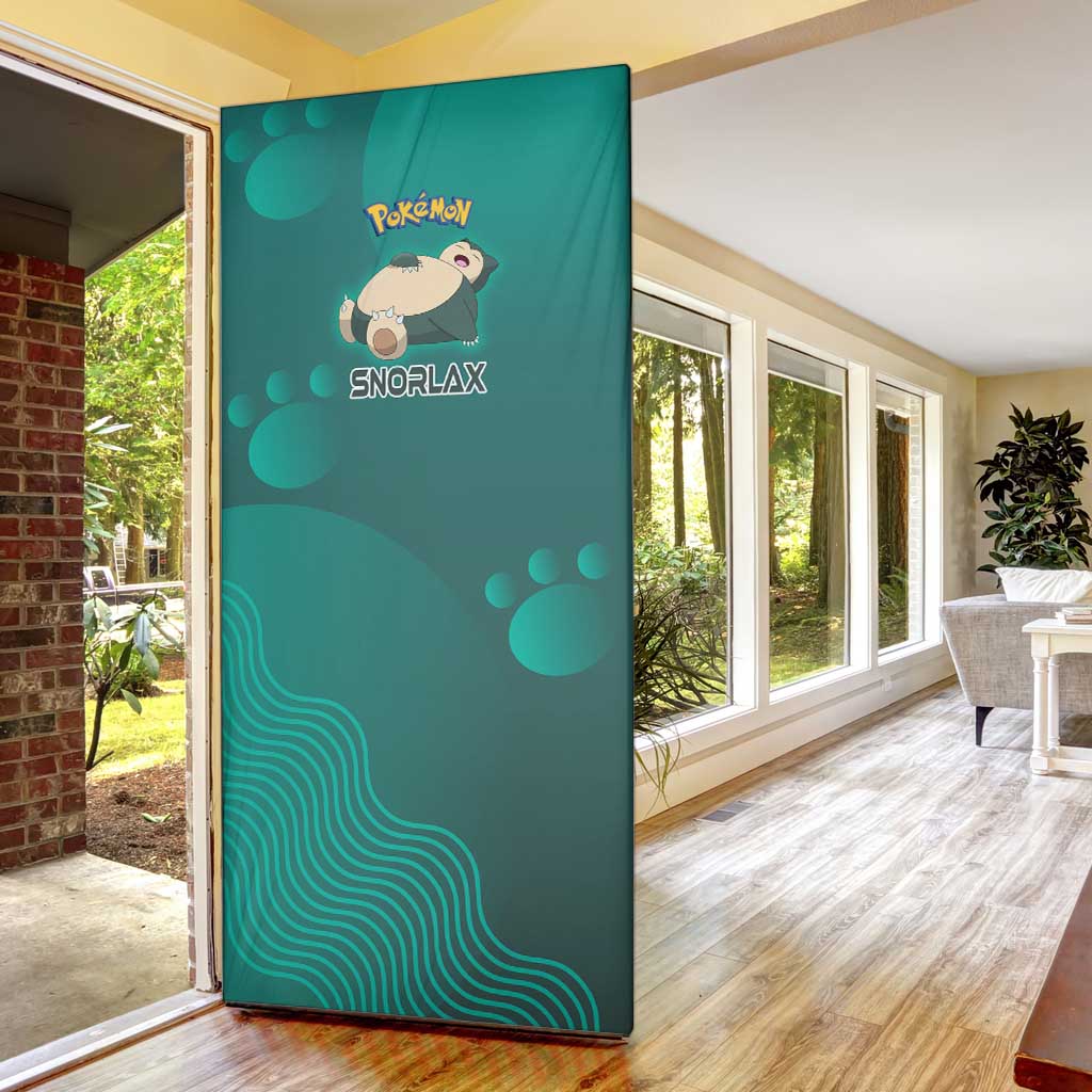 Snorlax Poké Door Cover Chill Mint Cartoon Bubble Style