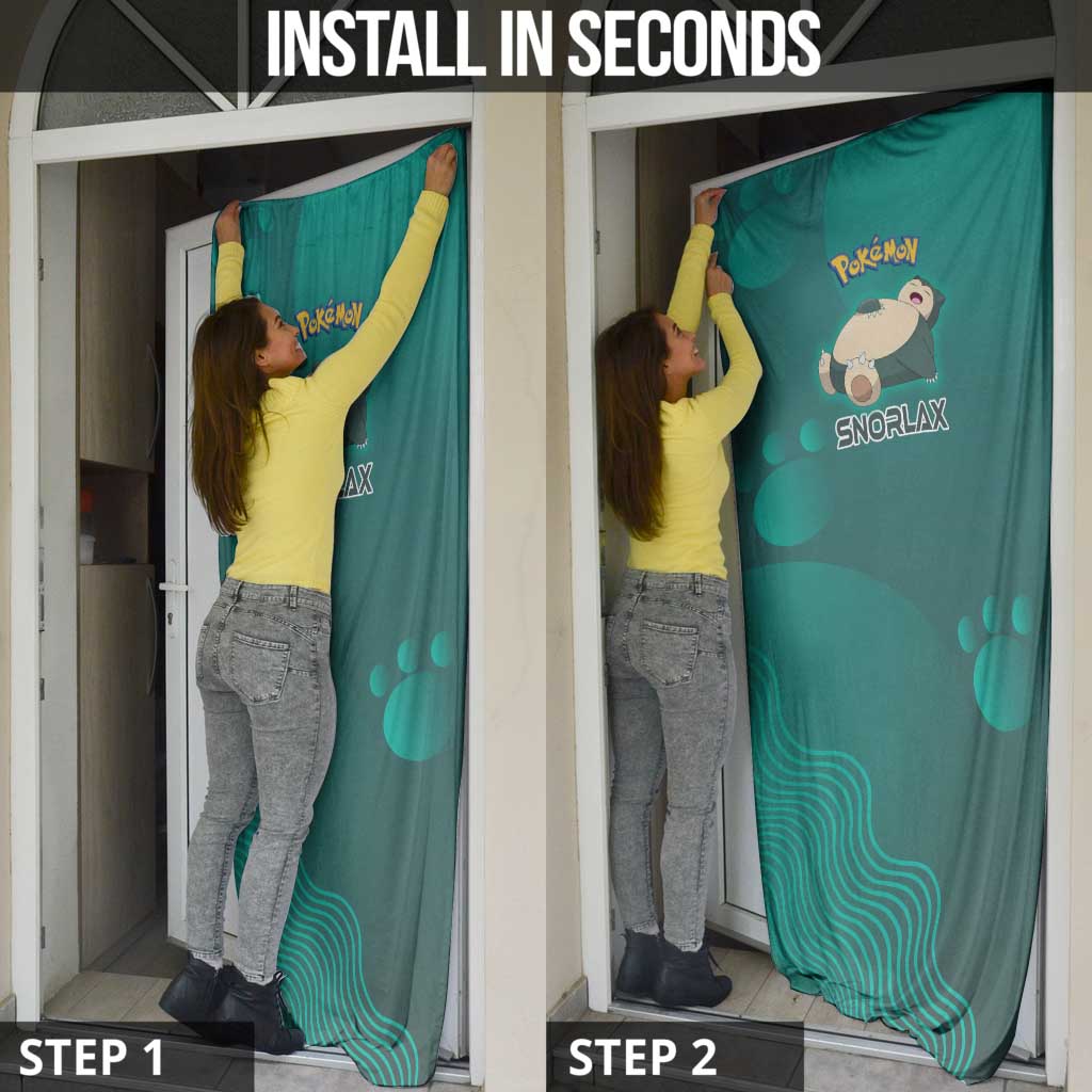Snorlax Poké Door Cover Chill Mint Cartoon Bubble Style