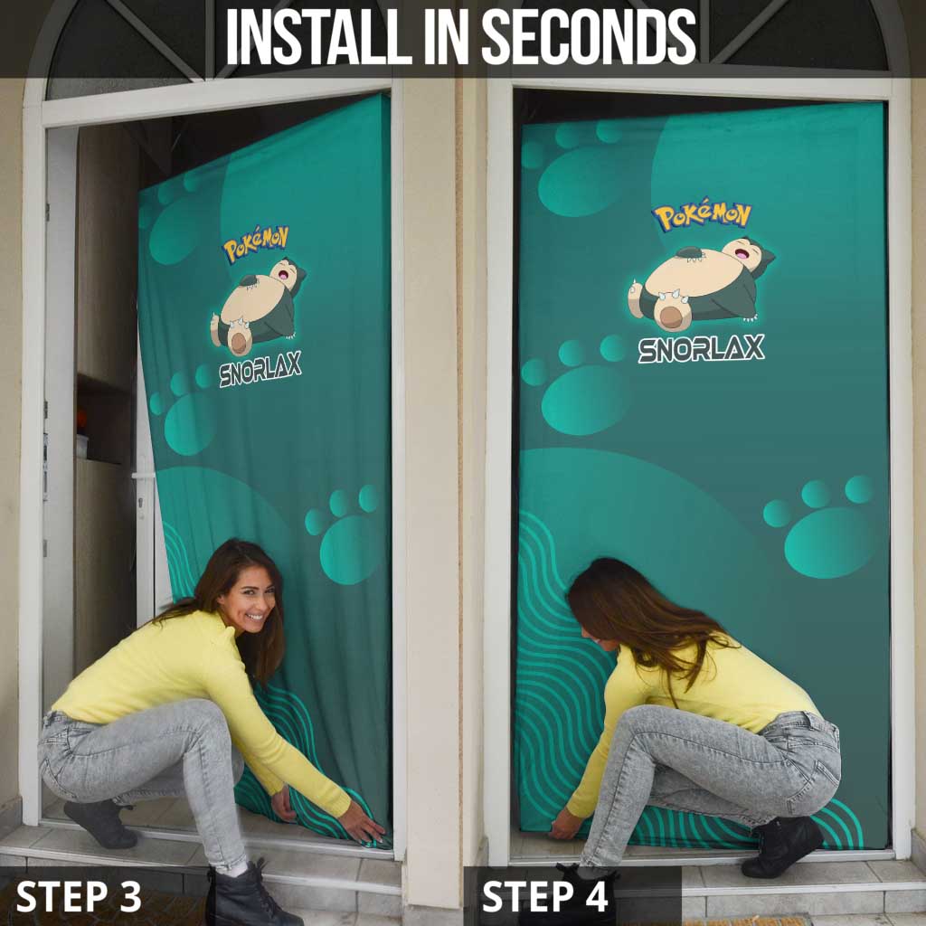 Snorlax Poké Door Cover Chill Mint Cartoon Bubble Style