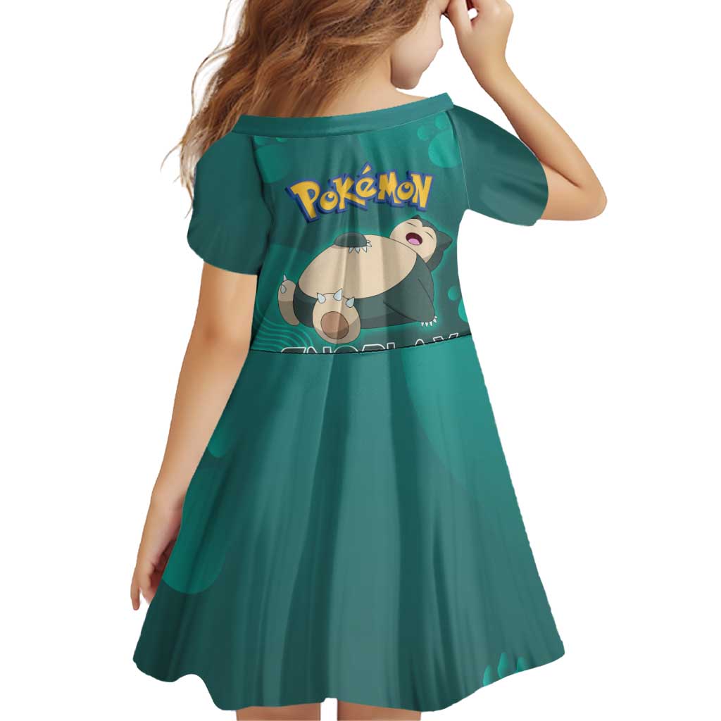 Snorlax Poké Family Matching Off The Shoulder Long Sleeve Dress and Hawaiian Shirt Chill Mint Cartoon Bubble Style