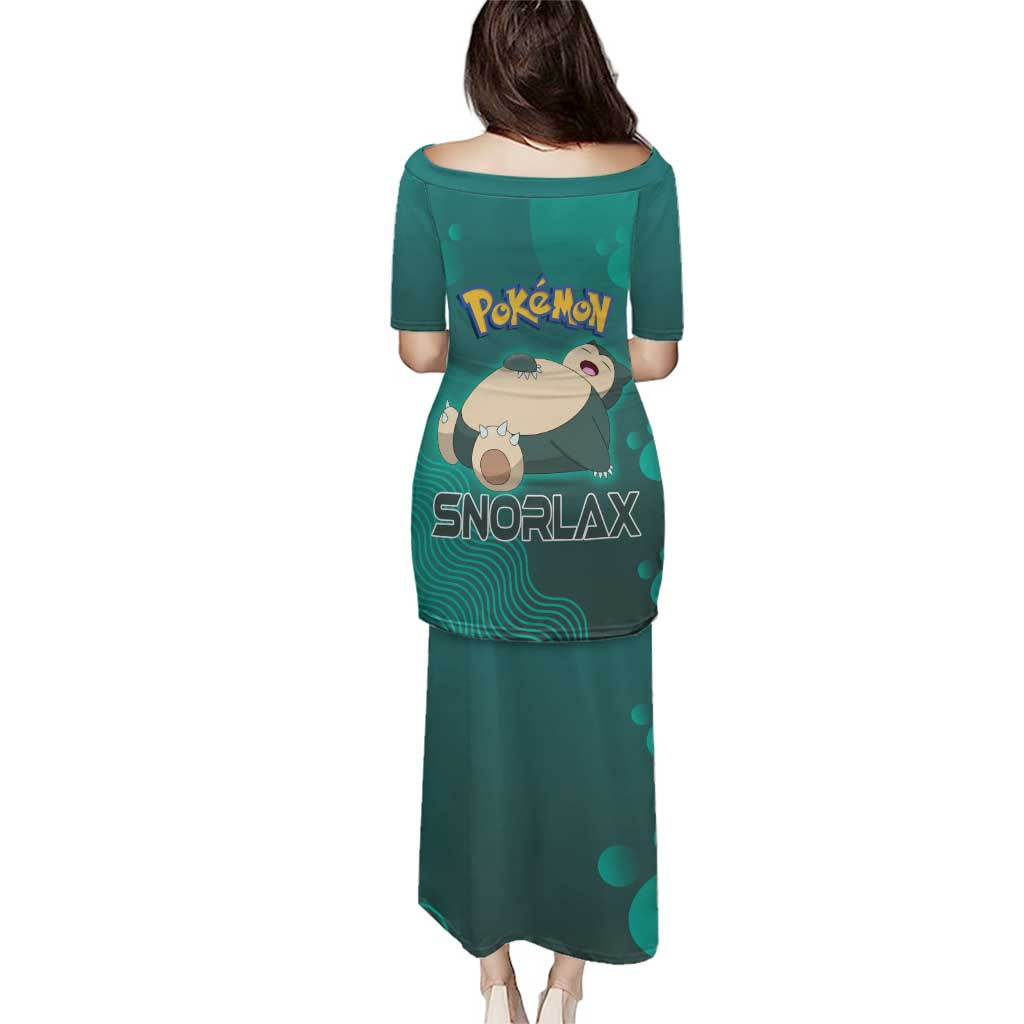 Snorlax Poké Family Matching Puletasi and Hawaiian Shirt Chill Mint Cartoon Bubble Style
