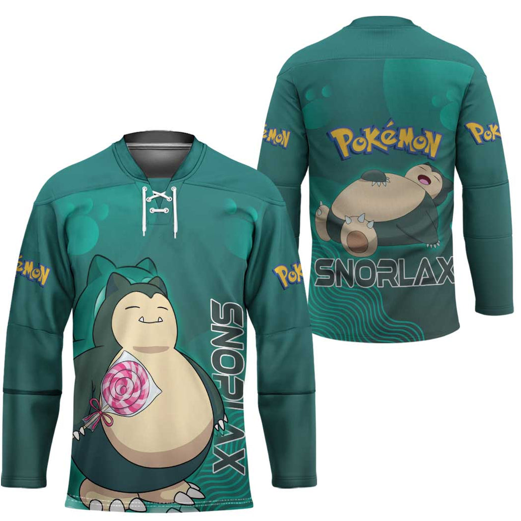 Snorlax Poké Hockey Jersey Chill Mint Cartoon Bubble Style