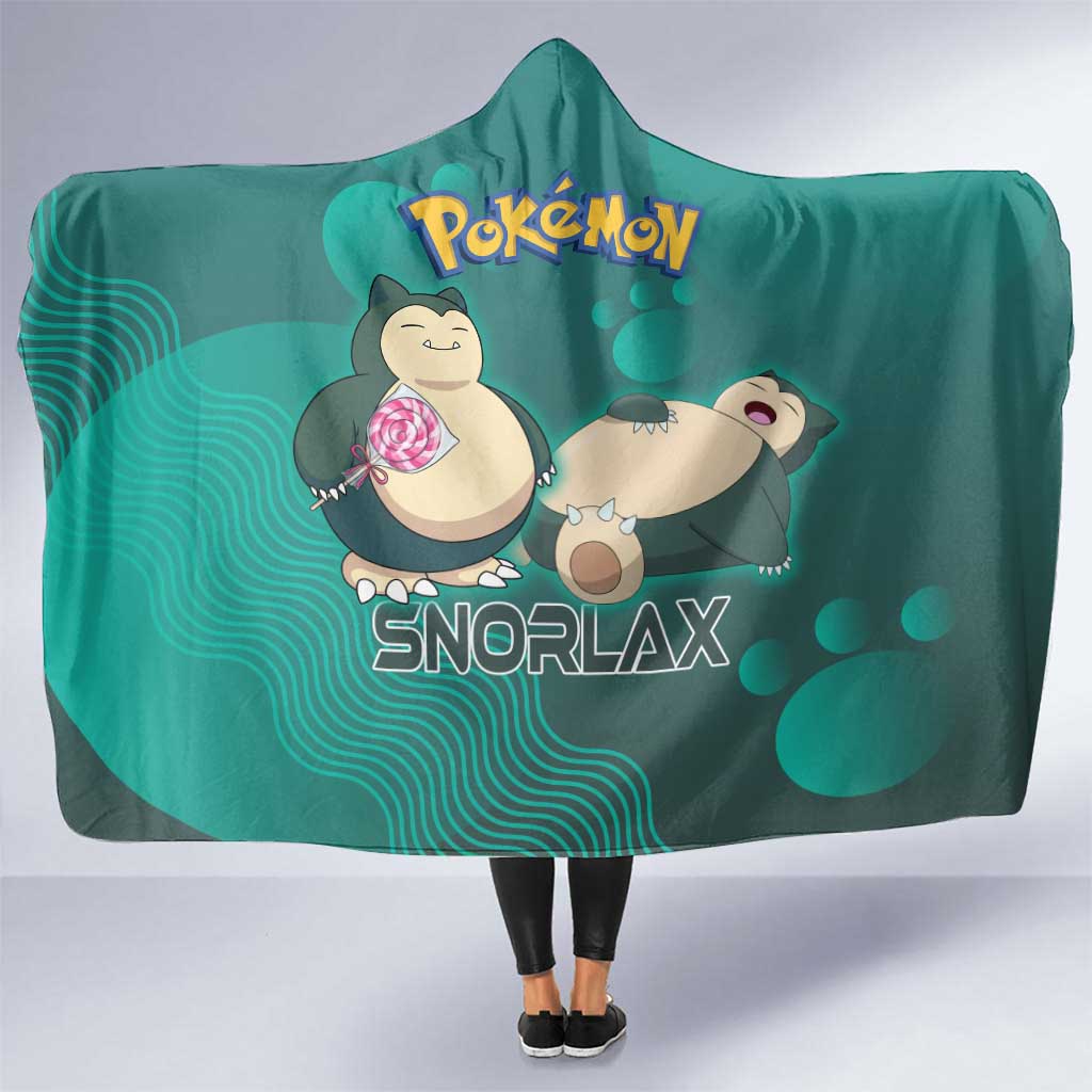 Snorlax Poké Hooded Blanket Chill Mint Cartoon Bubble Style