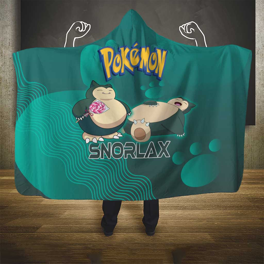 Snorlax Poké Hooded Blanket Chill Mint Cartoon Bubble Style