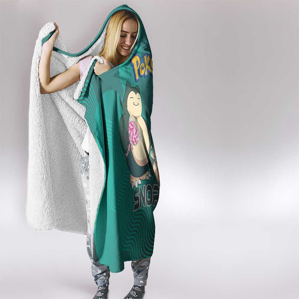 Snorlax Poké Hooded Blanket Chill Mint Cartoon Bubble Style