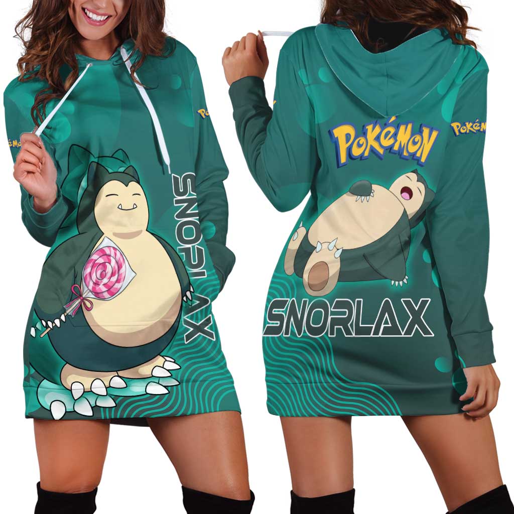 Snorlax Poké Hoodie Dress Chill Mint Cartoon Bubble Style